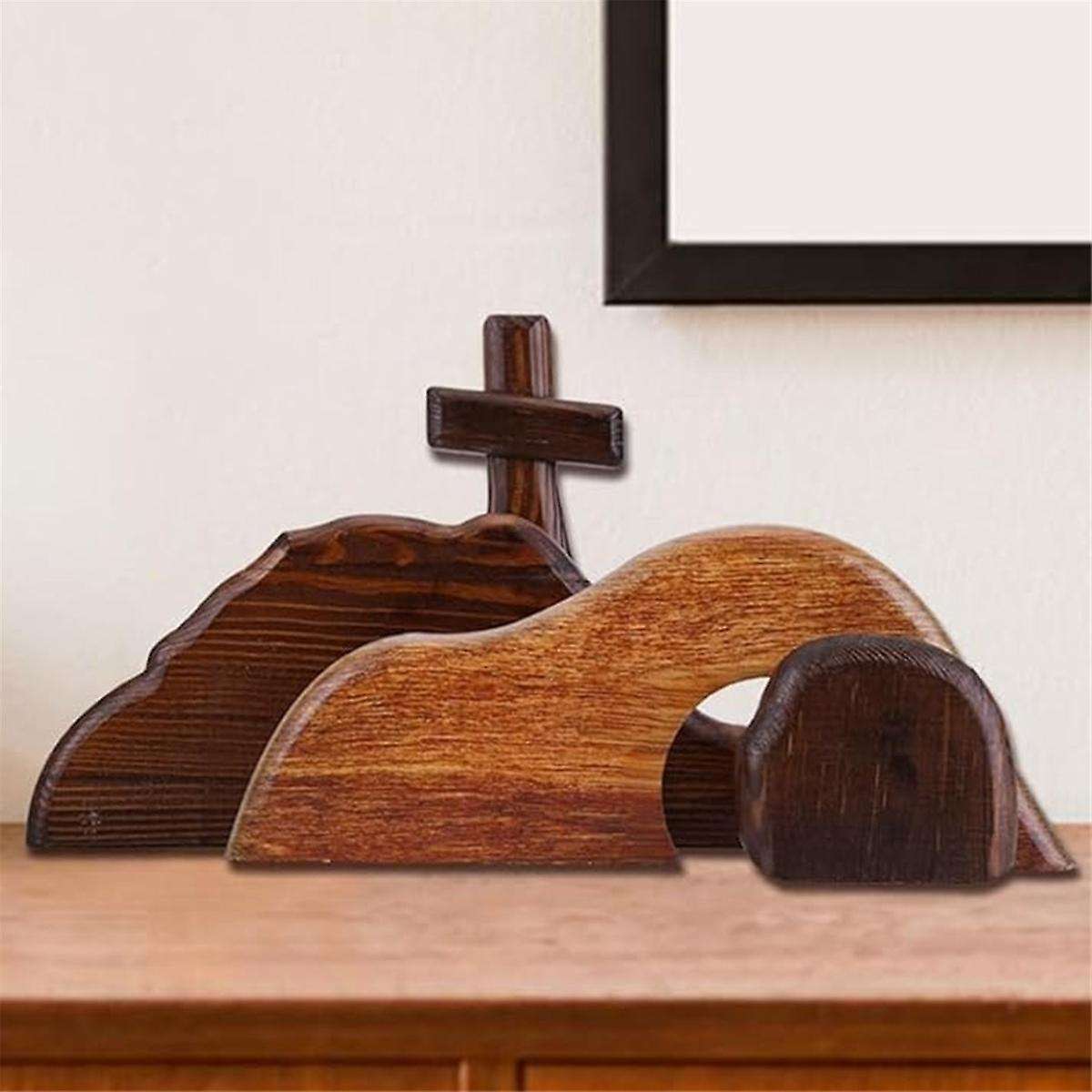 The Empty Tomb Easter Scene and , Wooden Plus Thick Easter Home Figurine Ornament