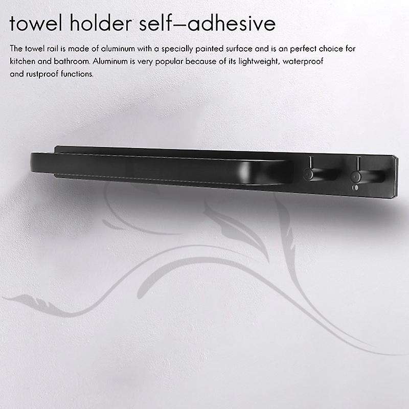 Towel Holder without Drilling,tea Towel Rail Aluminum Black,adhesive Bath Towel Holder for The Bath