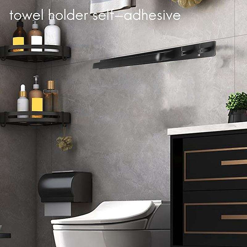 Towel Holder without Drilling,tea Towel Rail Aluminum Black,adhesive Bath Towel Holder for The Bath