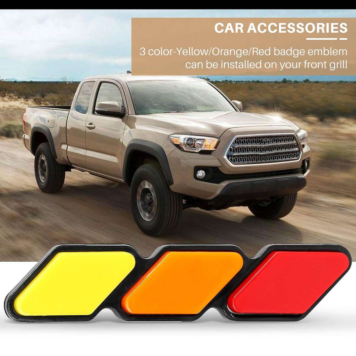 Tri-Color Front Grille Badge Emblem Compatible Toyota Tacoma 4Runner RAV4