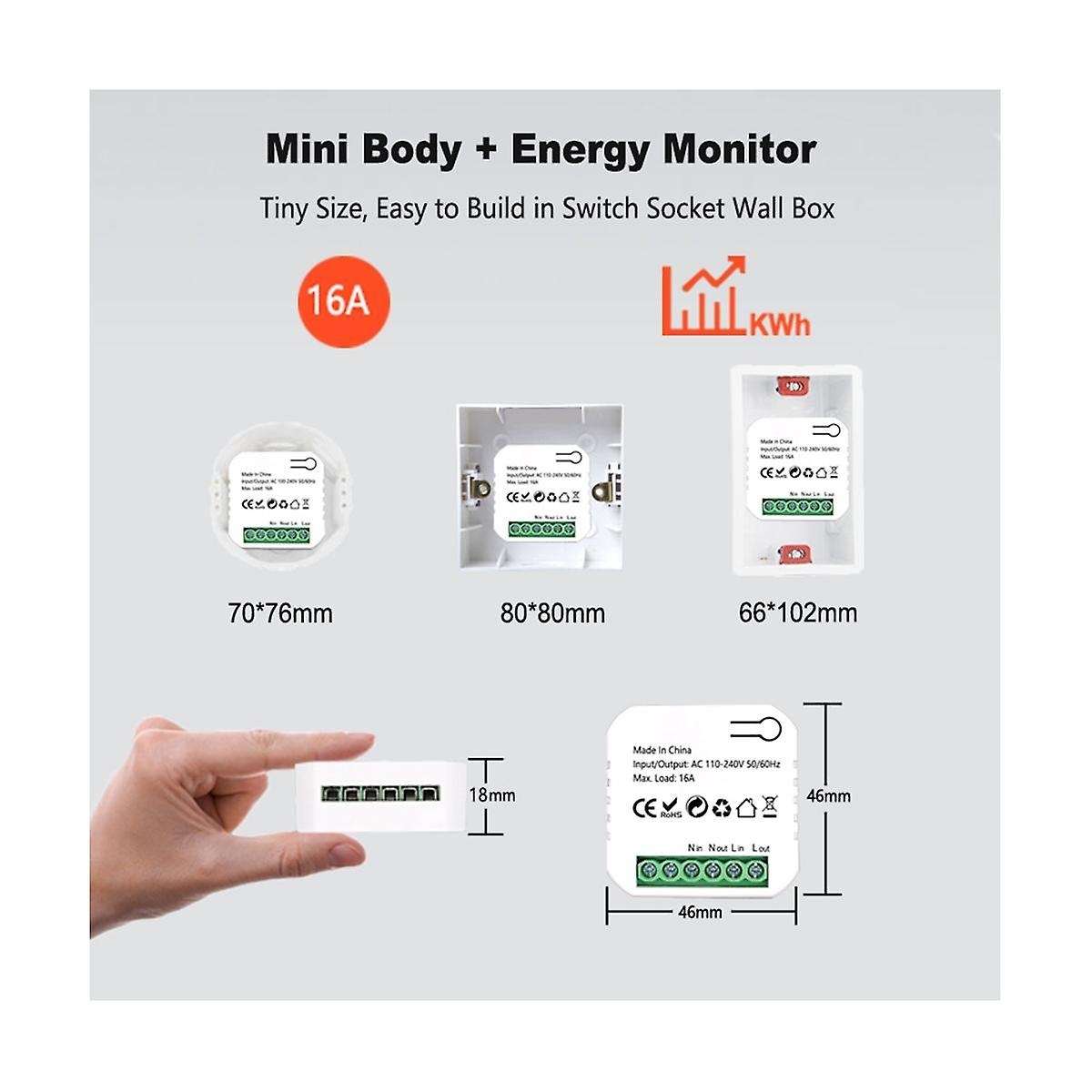 Tuya Smart Life Zigbee Switch Electricity Energy Monitor Kwh Din Rail 16a Timer Socket Mini Module