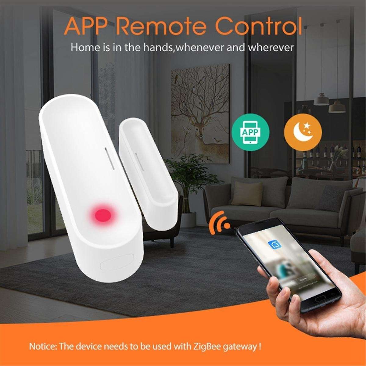 Tuya Smart ZigBee Door Window Sensor Smart Home Wireless Door Detector APP Remote Alarm Works Suppor