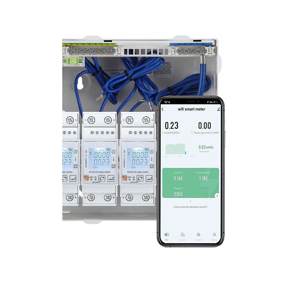 Tuya Wifi Bidirectional Energy Meter Single Phase 80a Kwh Power Monitor Wattmeter Voltmeter Amperme