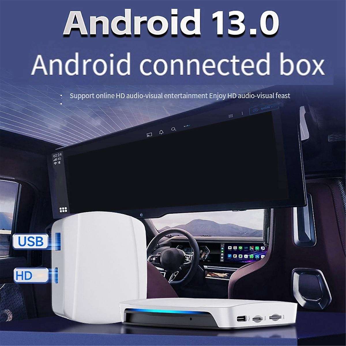 UHD TV Box Android 13.0 Qualcomm 8-Core Wireless CarPlay & Android Auto Adapter Support 4K HD Video