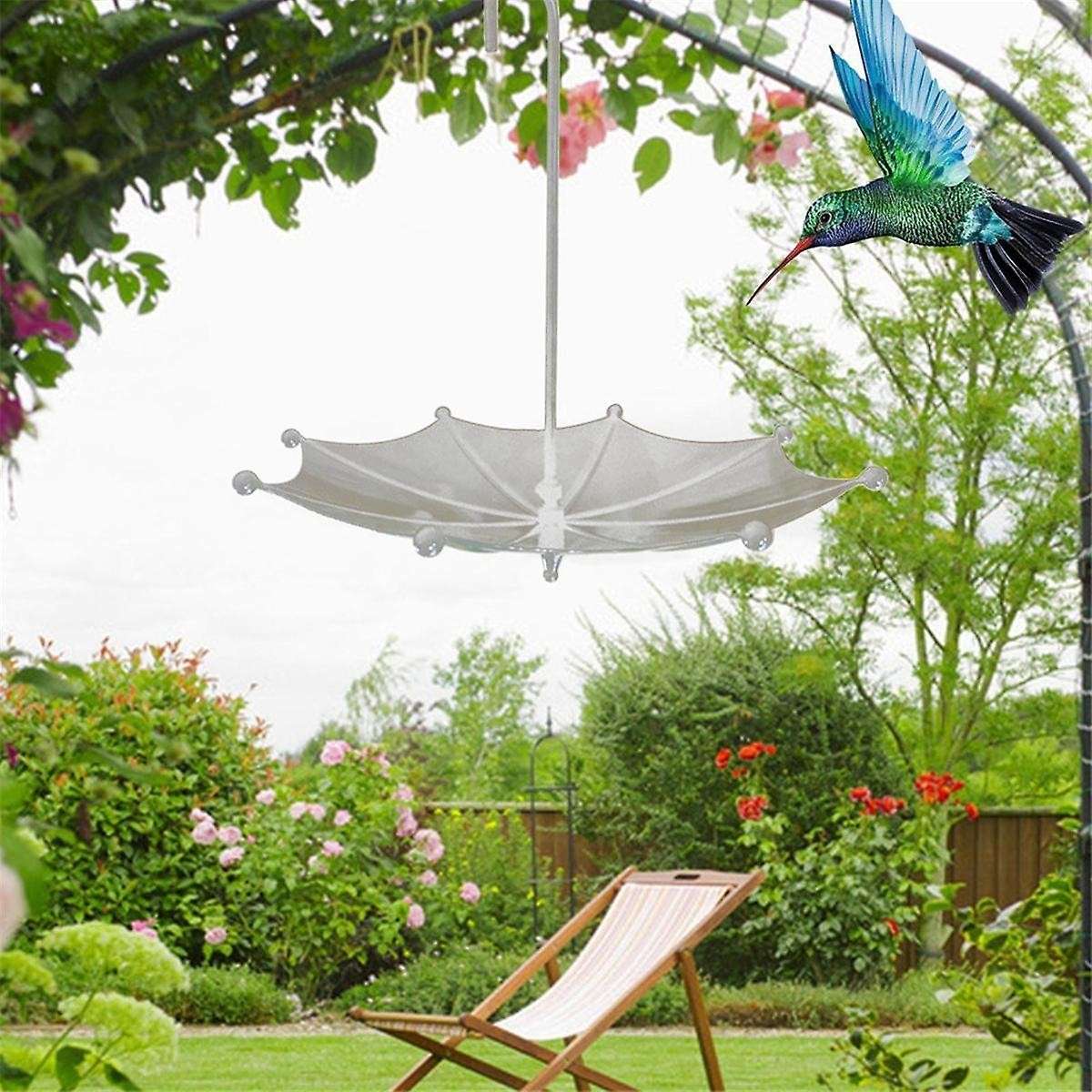 Umbrella Shaped Bird Feeder Hanging Tray, Umbrella Bird Trough Feeder for Outdoors, Umbrella Bird Fe