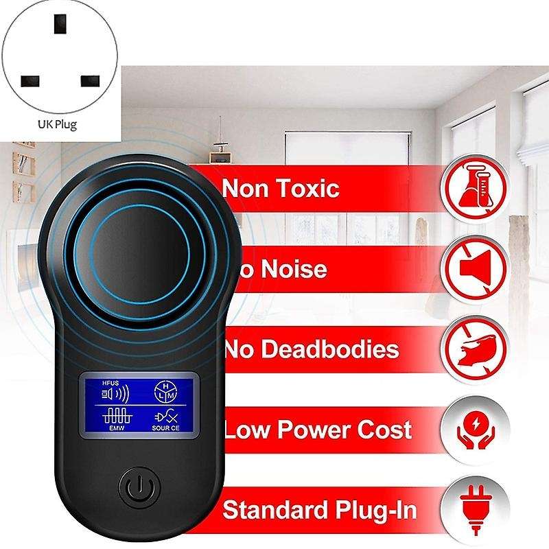 Ultrasonic Pest Repeller Indoor in Pest Anti with LCD Screen UK Plug