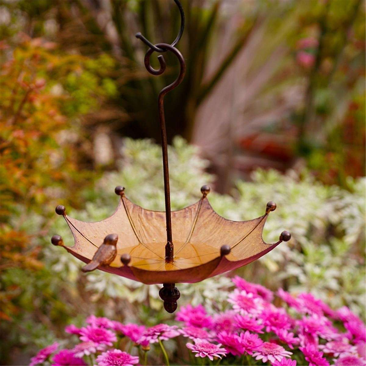 Umbrella-Shaped Bird Trough,Hanging Bird Feeder Tray for Outdoors Metal Bird Bath Pond or Drinker