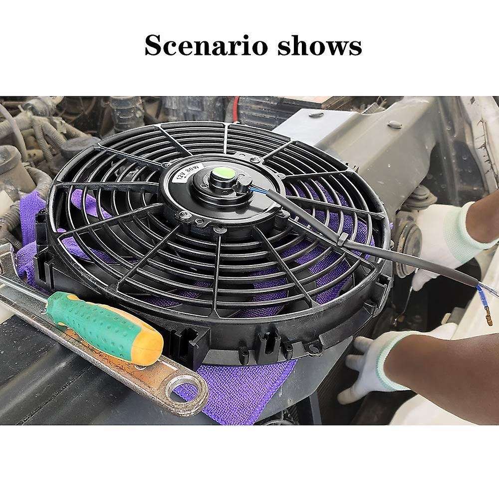 Universal 10 Inch Black Slim Fan Push Pull Electric Radiator Cooling 12V 80W Mount Kit