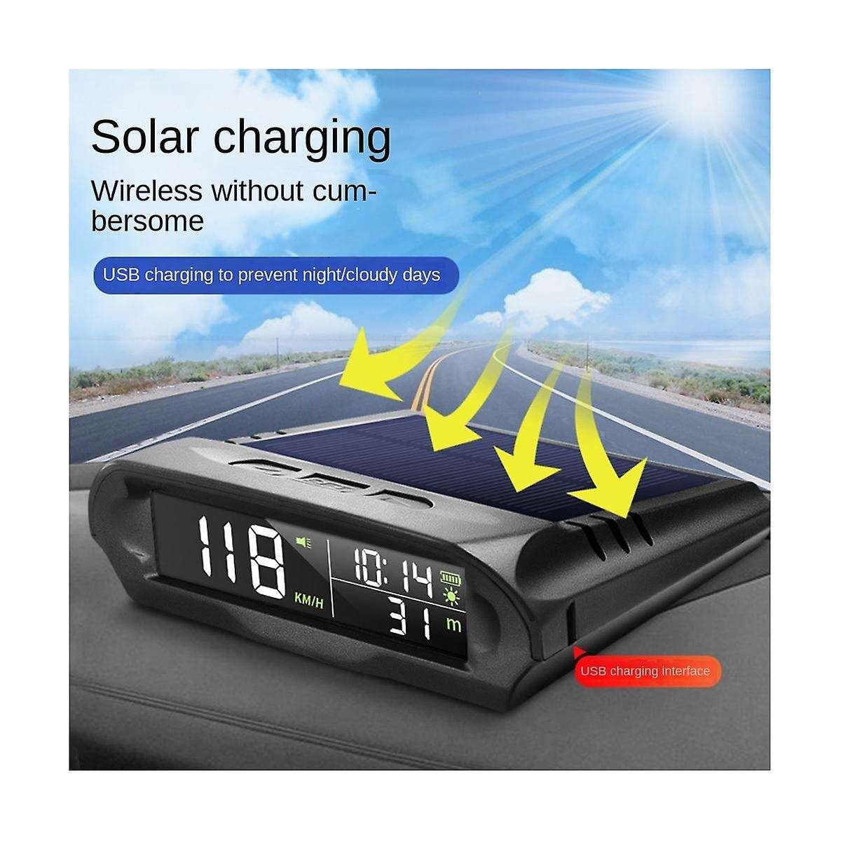 Universal Hud X 98 Car Solar Digital Meter Gps Speedometer Overspeed Alarm Distance Altitude