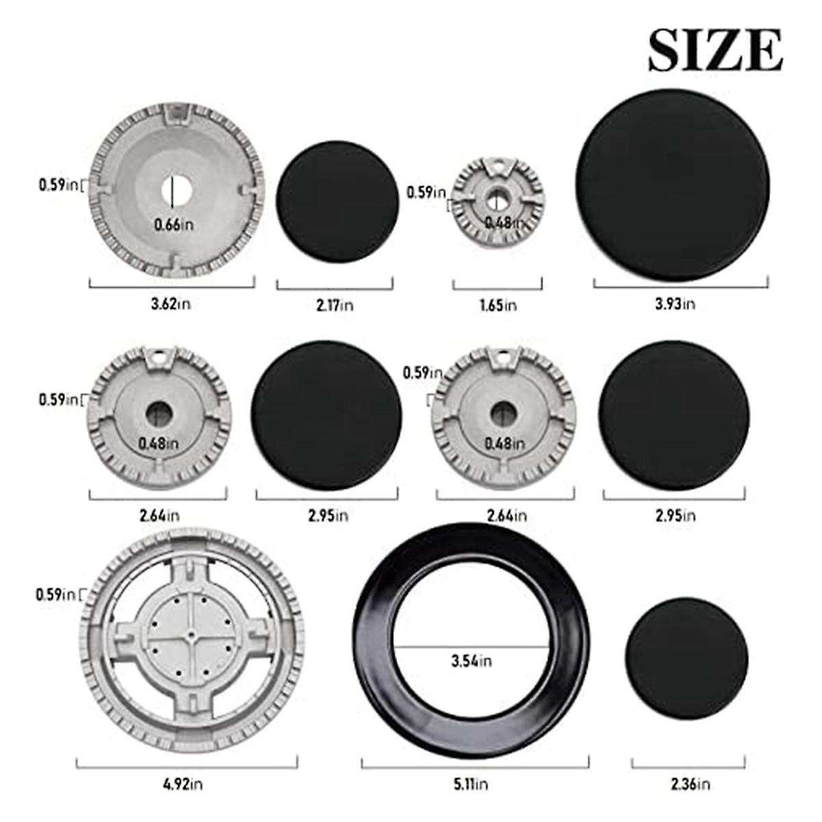 Upgrade Cooker Hat Set Oven Gas Hob Burner Crown Flame Cap Cover for Kitchen Fit for Stove Handles L