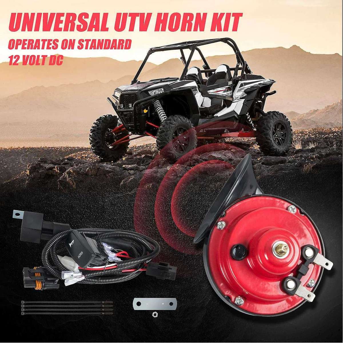 UTV ATV Universal 12V Horn Kit W/ Rocker Switch for RZR 800 XP Can-Am Maverick X3 Arctic for CF