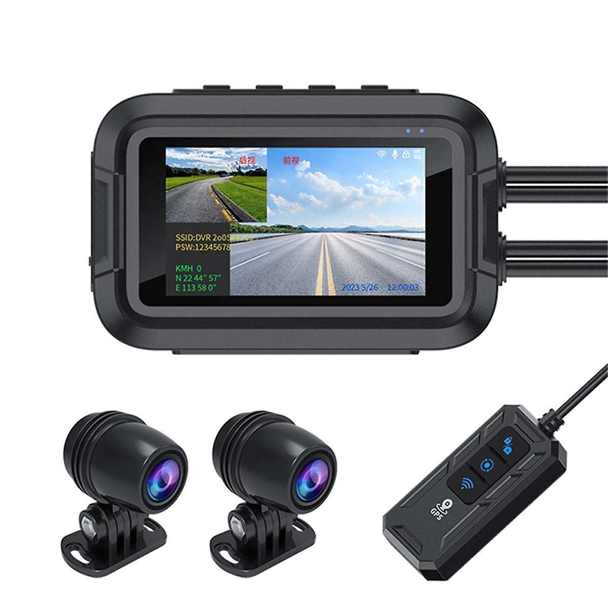 V9 Motorcycle Dashcam WiFi 1080P Front Rear Camera Waterproof Motorcycle Video Recorder Camera with