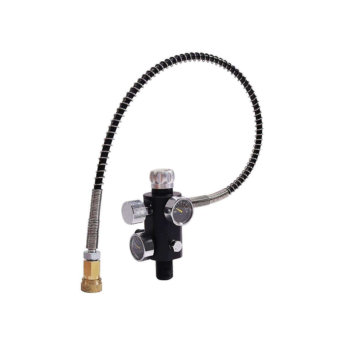 Valve Scuba Adapter with Gauge Tank Filling Station Refill for Air Tank Bottle Cylinder Accessories