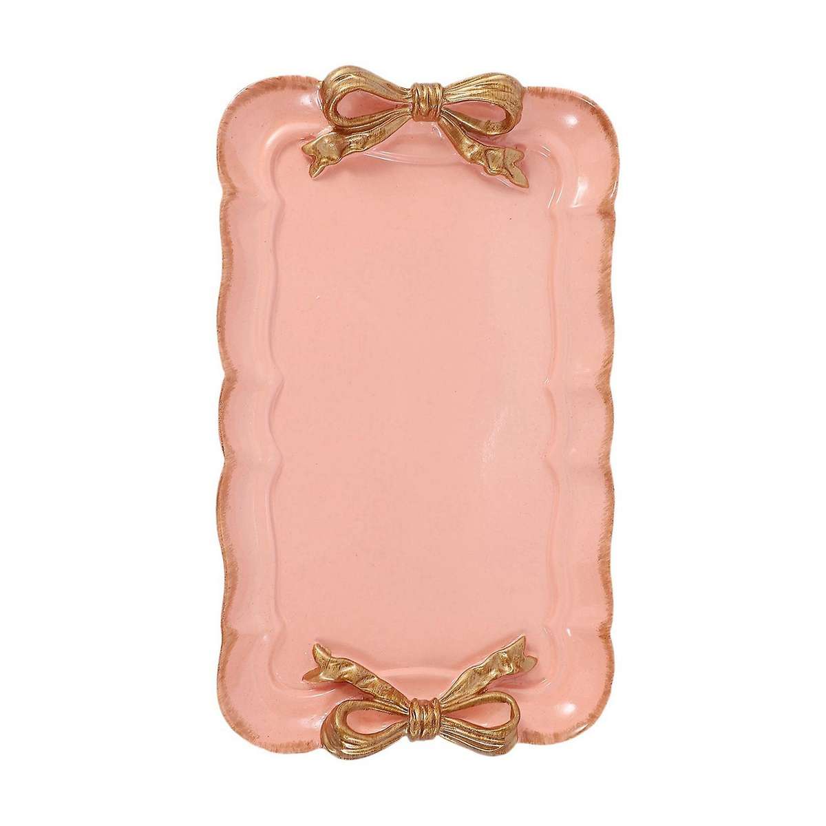 2x European Style Bow Cake Storage Trays Square Tray 12x20cm Pink