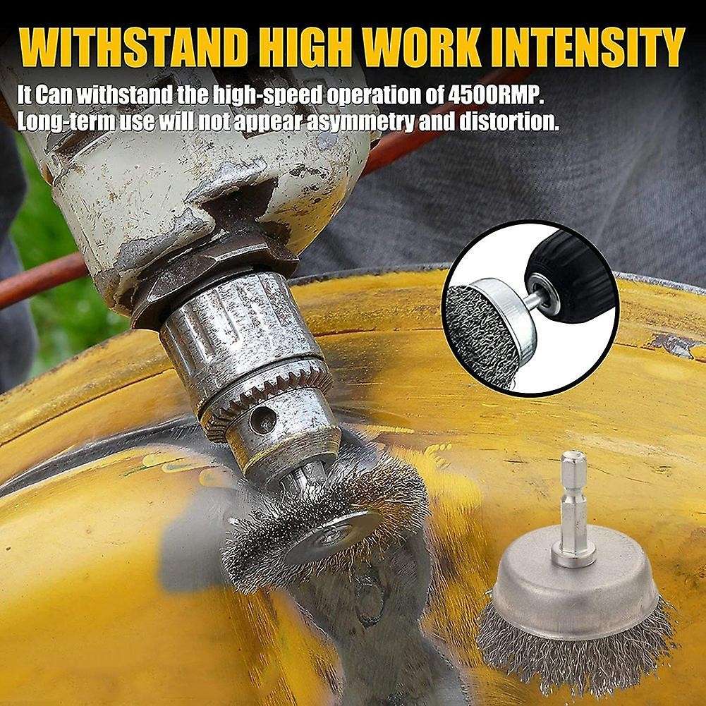 Drill Wire Wheel Cup Brush Set,hex Shank-for Drill Paint Rust Removal