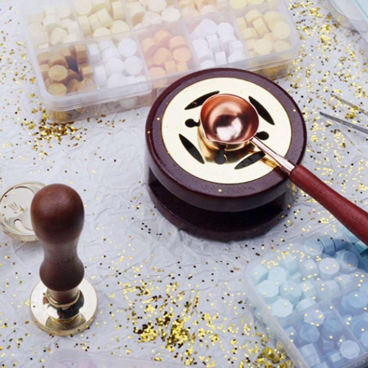 Sealing Candle Set, Wax Spoon Wax Seal Heating Wax Label Wax Sheet