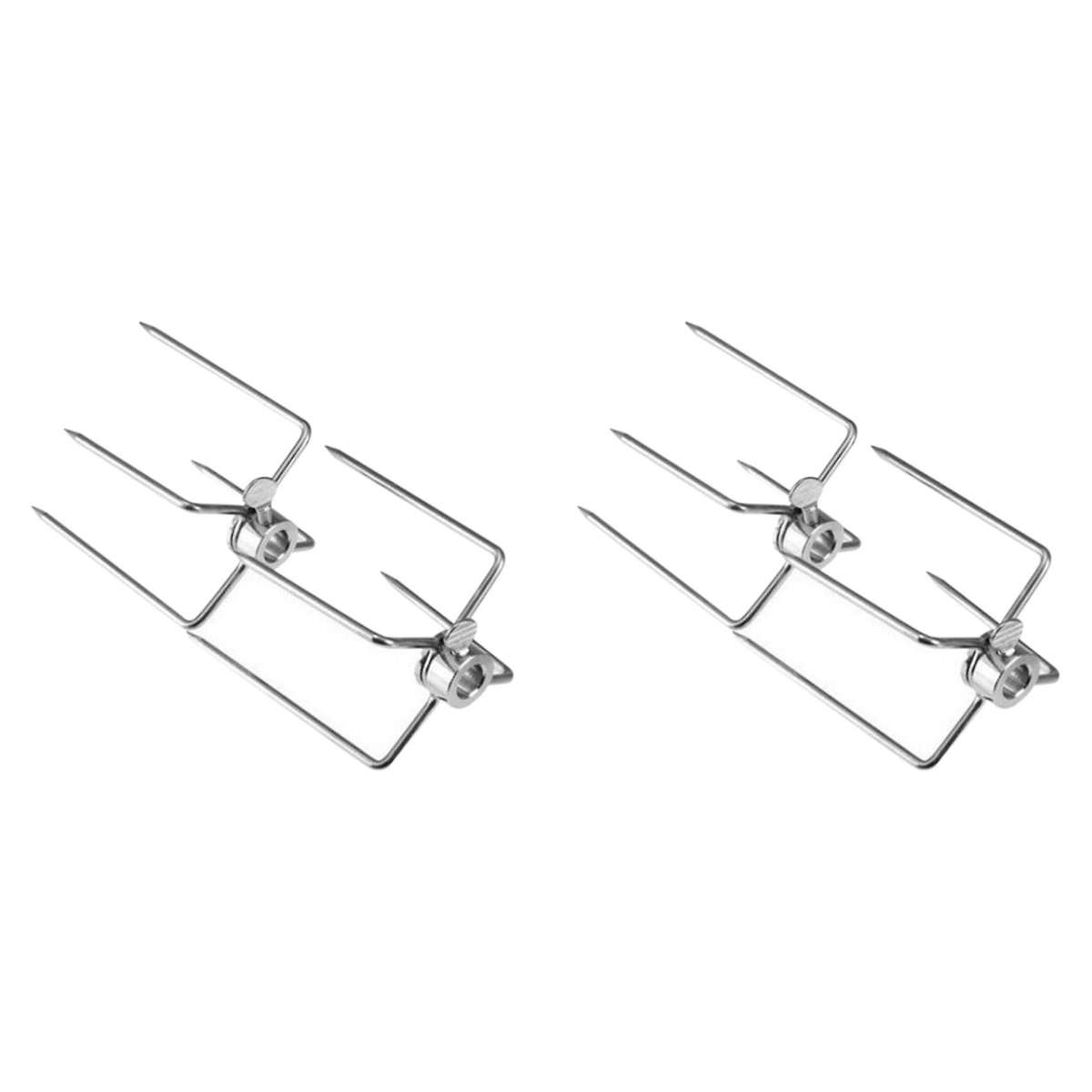 4pcs Meat Forks Clamp Grill Meatpicks Stainless Steel Barbecue Skewer