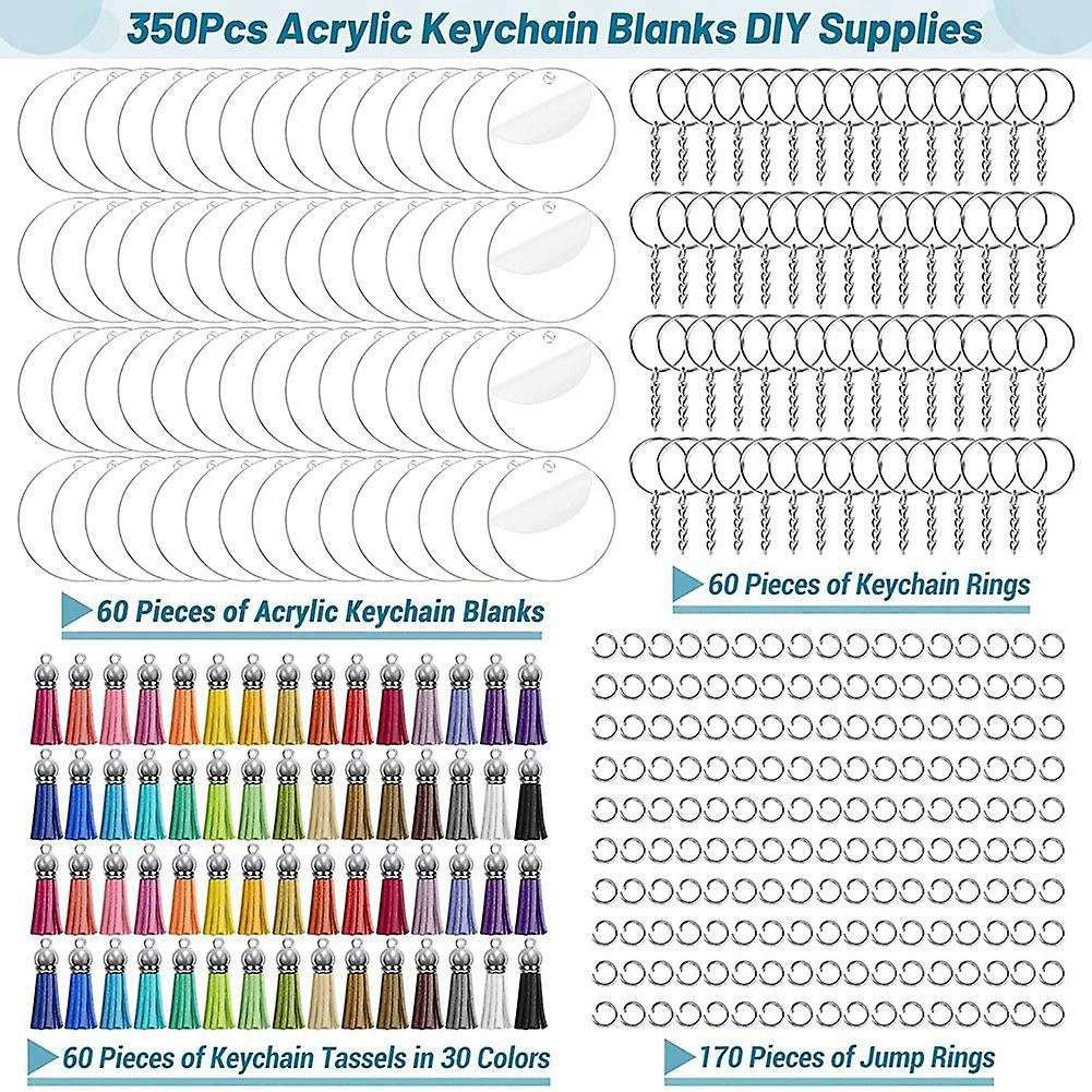 350pcs Acrylic Clear Keychain for Vinyl for Diy Keychain Craft