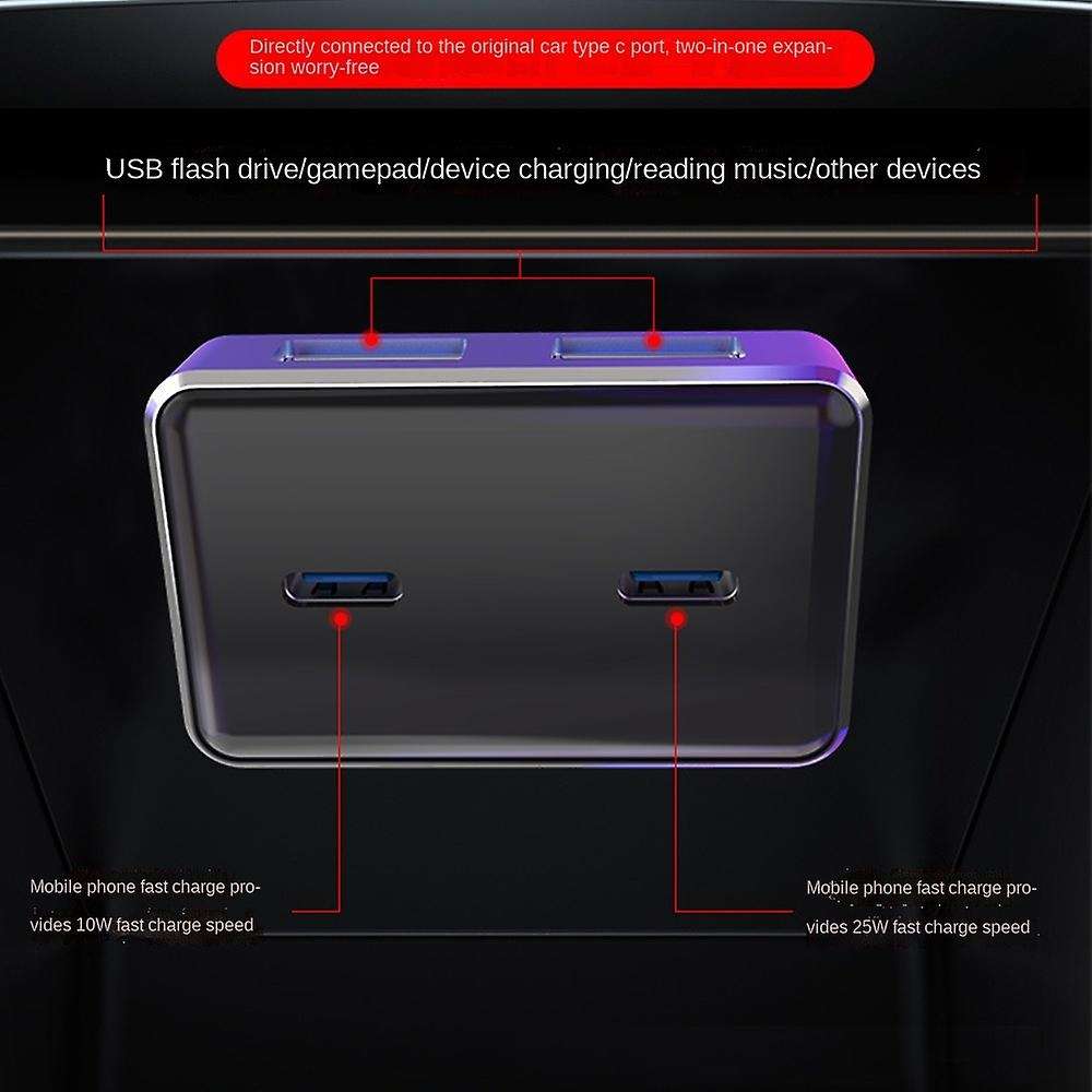 4 In 1 Usb Hub Multiport Adapter,for Tesla Model3 Model Y Fast Charge
