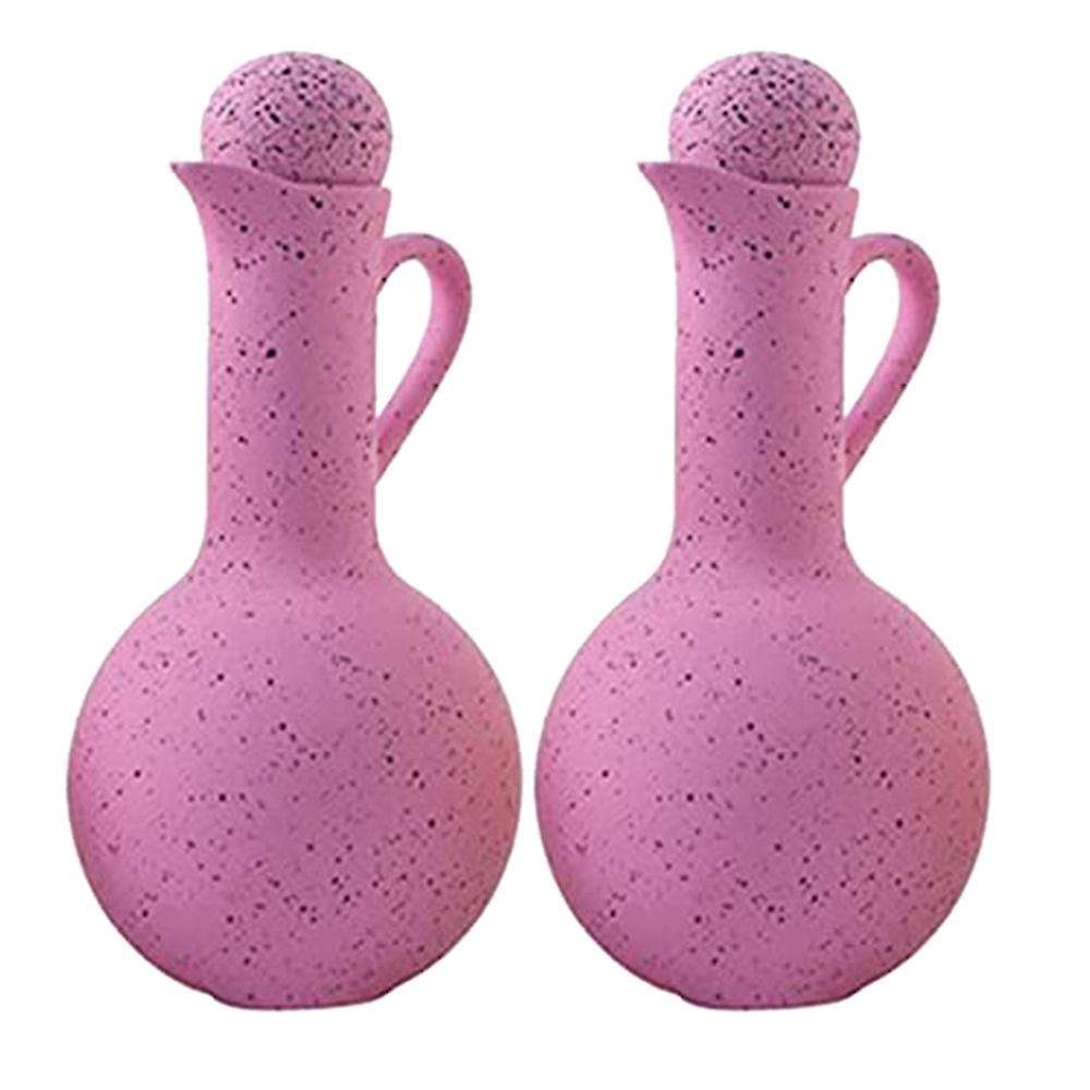 2 Pcs Ceramic Seasoning Bottle Household Oil Vinegar Bottle Pink