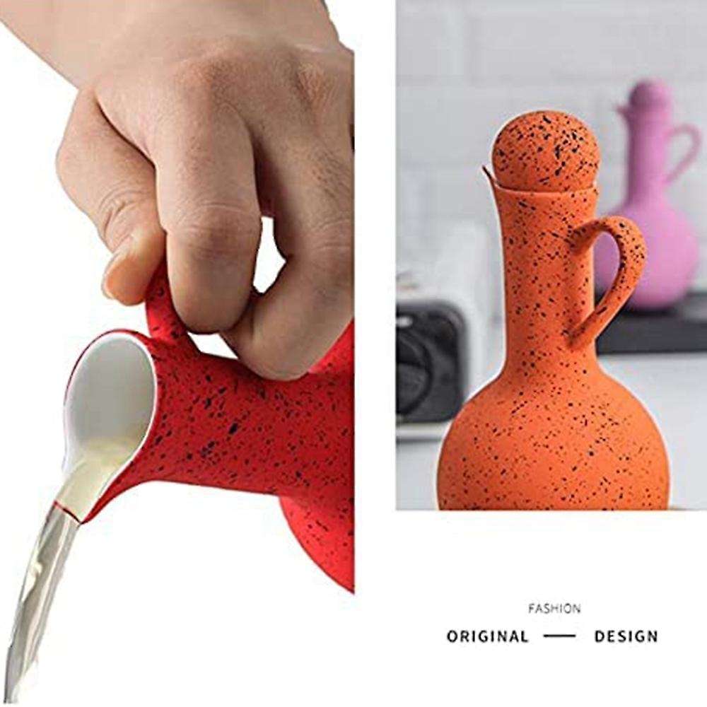 2 Pcs Ceramic Seasoning Bottle Household Oil Vinegar Bottle Pink
