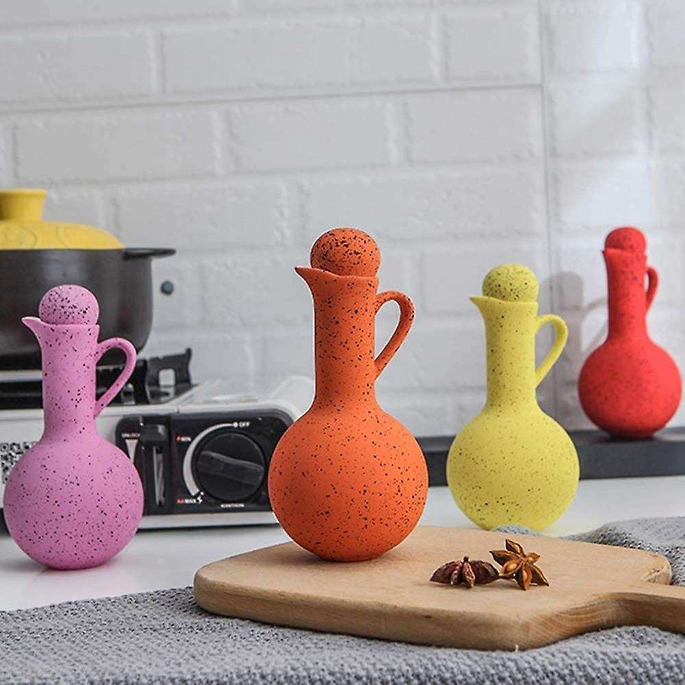 2 Pcs Ceramic Seasoning Bottle Household Oil Vinegar Bottle Pink