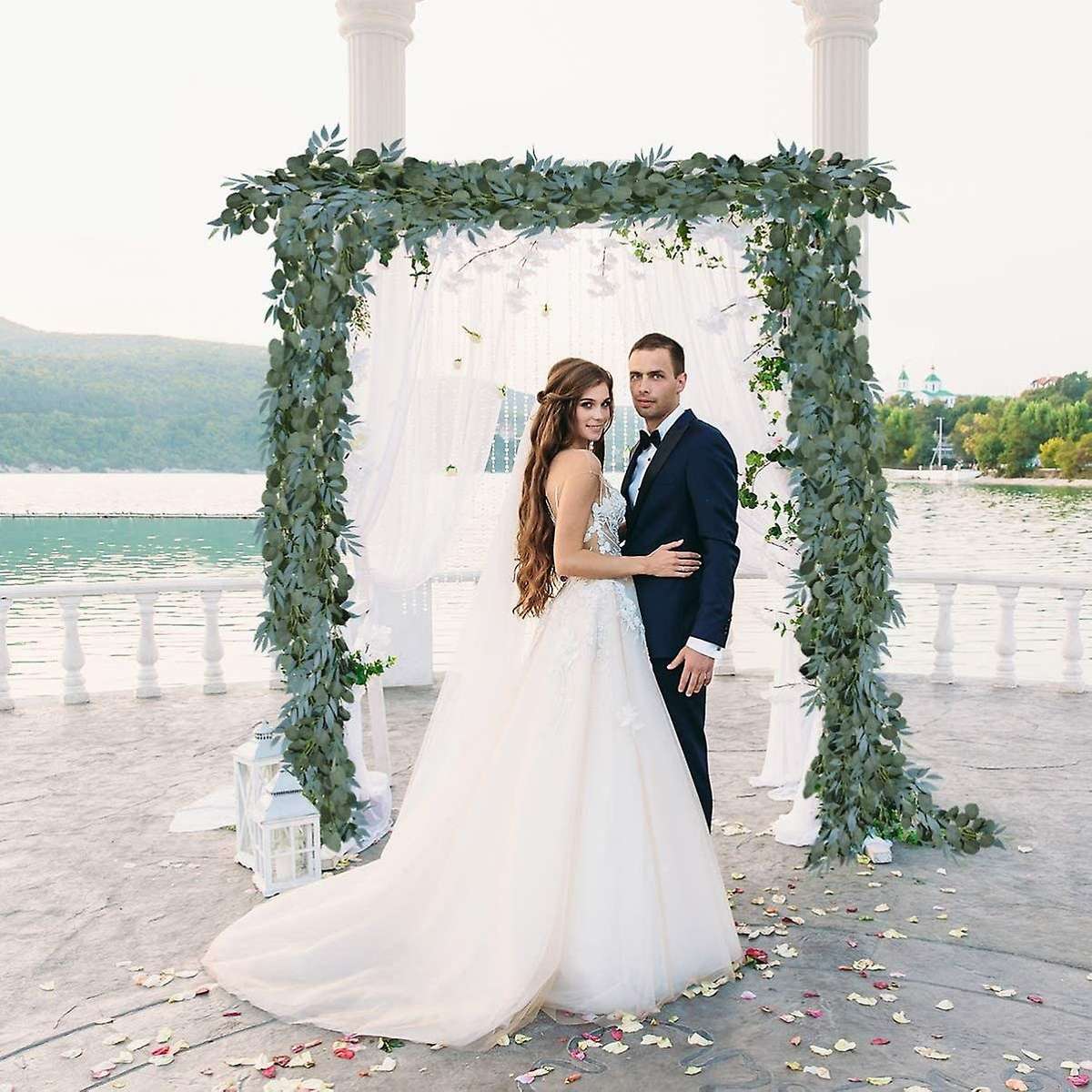 4-pack 6.5 Feet Artificial Eucalyptus with Willow Garland Fake Vine