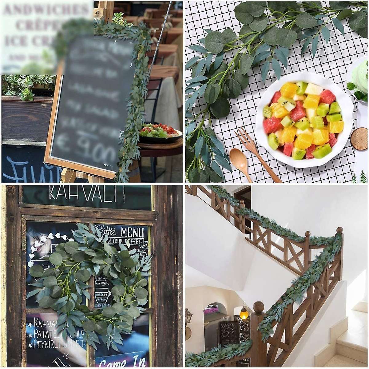 4-pack 6.5 Feet Artificial Eucalyptus with Willow Garland Fake Vine