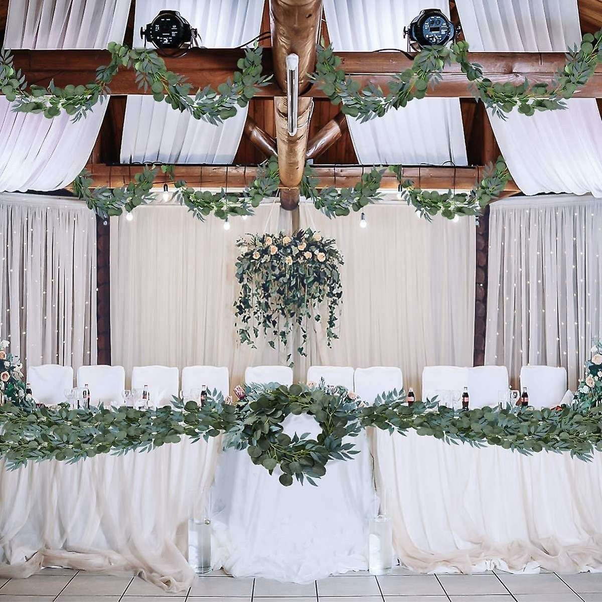 4-pack 6.5 Feet Artificial Eucalyptus with Willow Garland Fake Vine