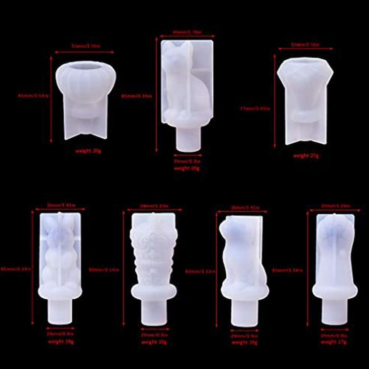 7pcs Stopper Mold Wine Bottle Stopper Diy Crystal Epoxy Casting Molds