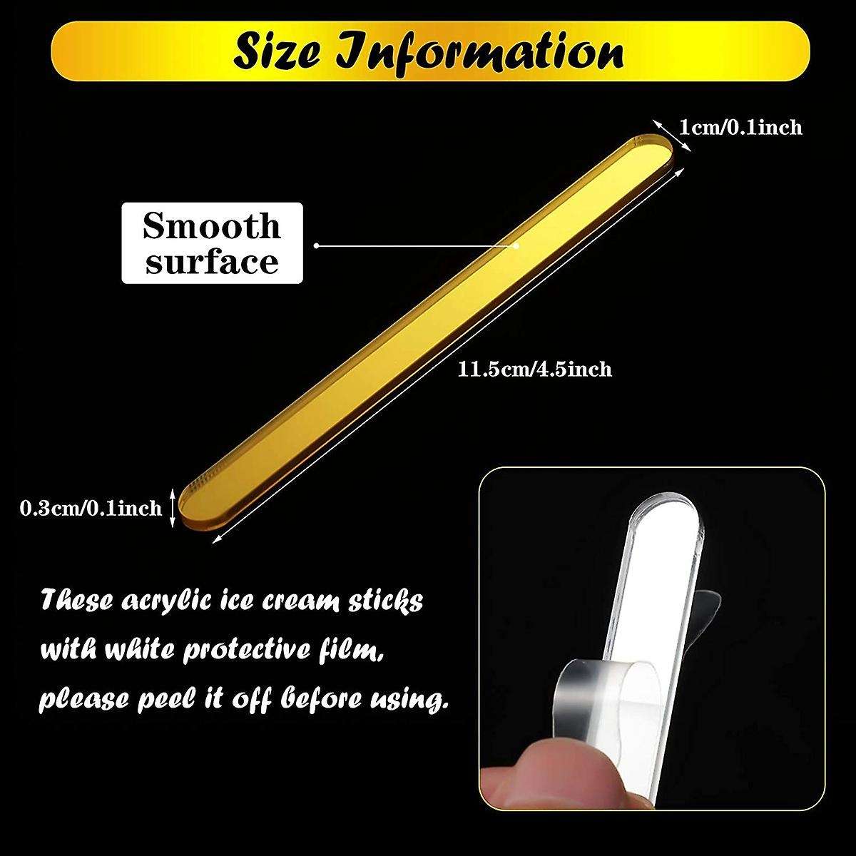 100 Pcs Acrylic Cakesicle Popsicle Sticks Ice Cream Stick Reusable