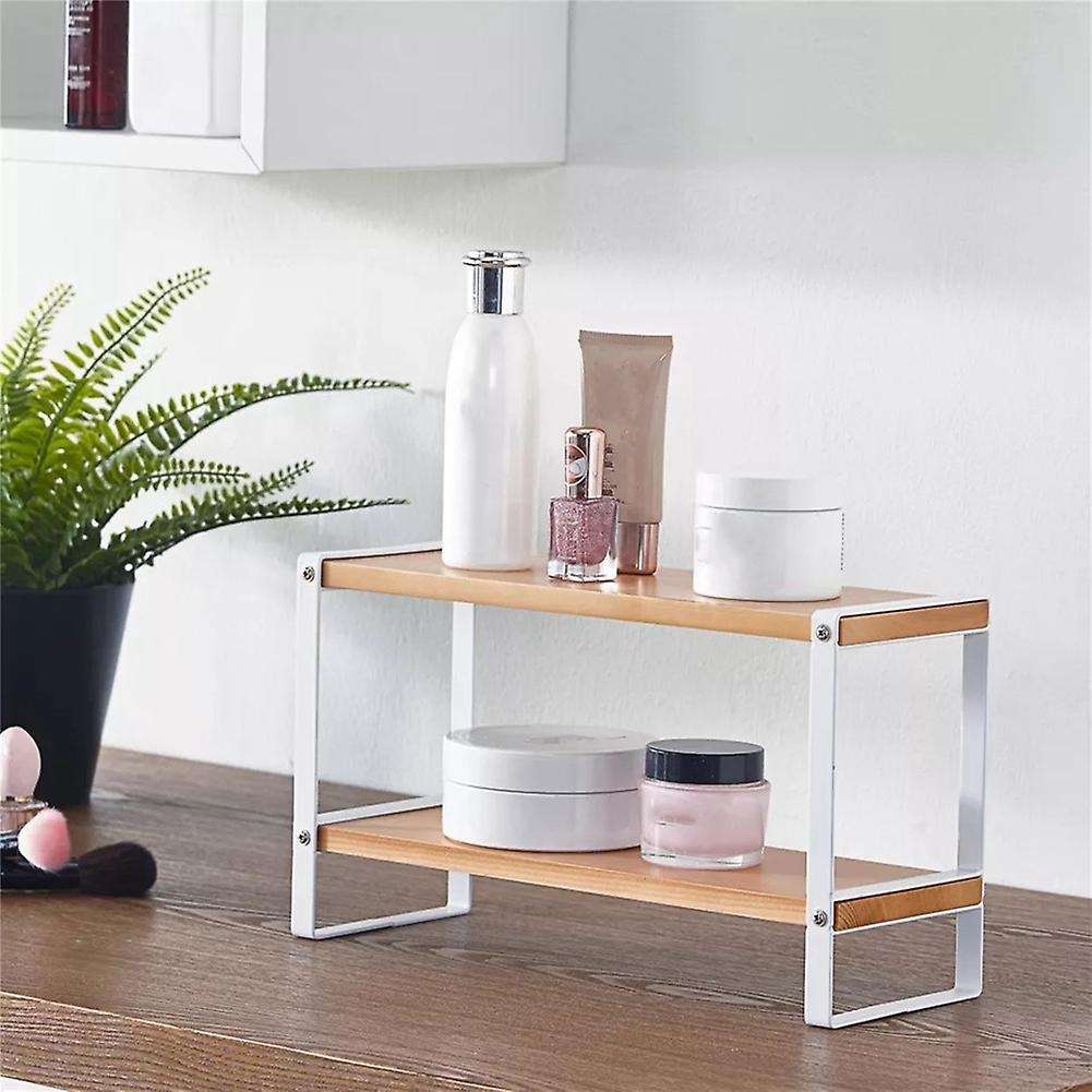 Kitchen Spice Rack Two-layer Solid Wood Shelf Household Wooden Rack