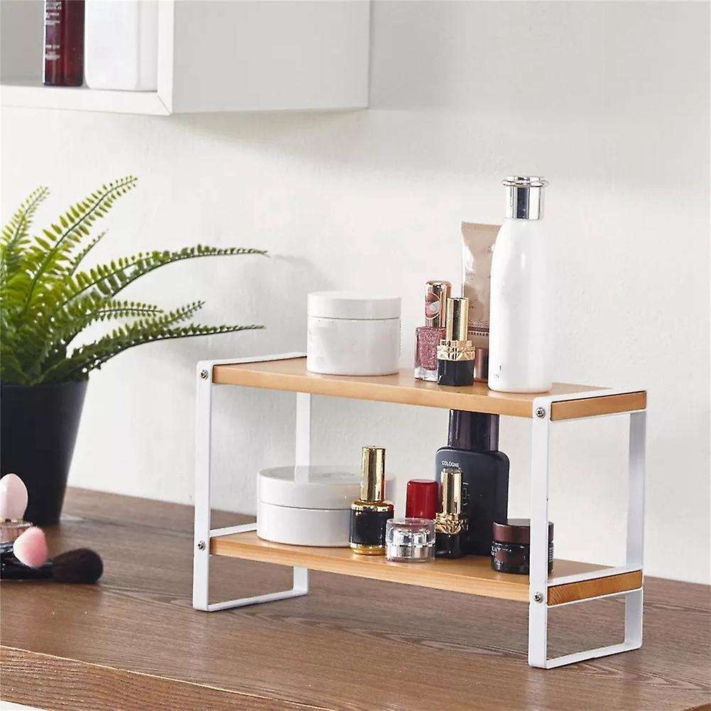 Kitchen Spice Rack Two-layer Solid Wood Shelf Household Wooden Rack