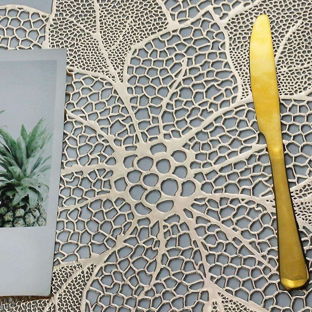 Table Mats Hollow Out Hibiscus Flower Place Mats for Table Gold