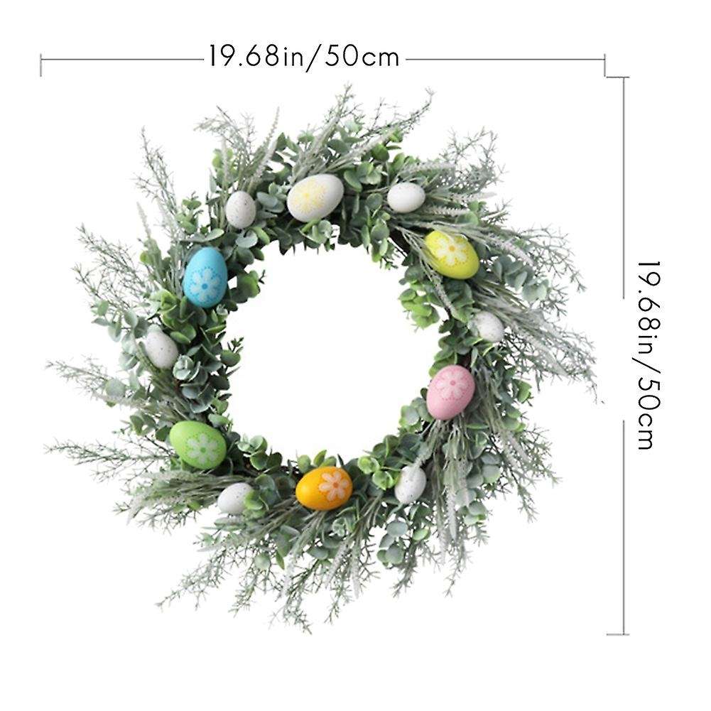 Artificial Wreath Colorful Eggs Flower Diy Easter Home Party Decor