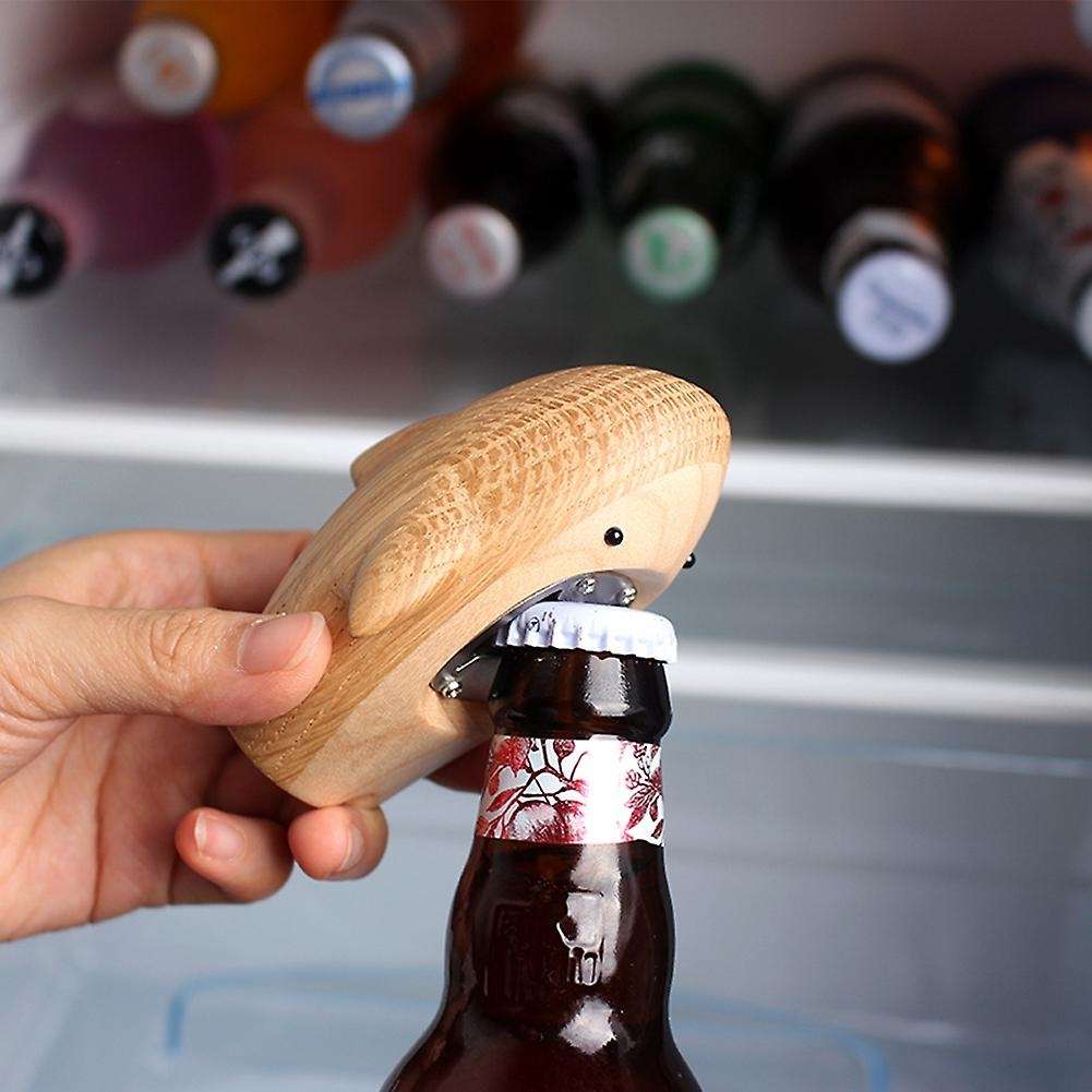 Unique Wooden Shark Shaped Bottle Opener Beer Opener Cap Bar Tools,1