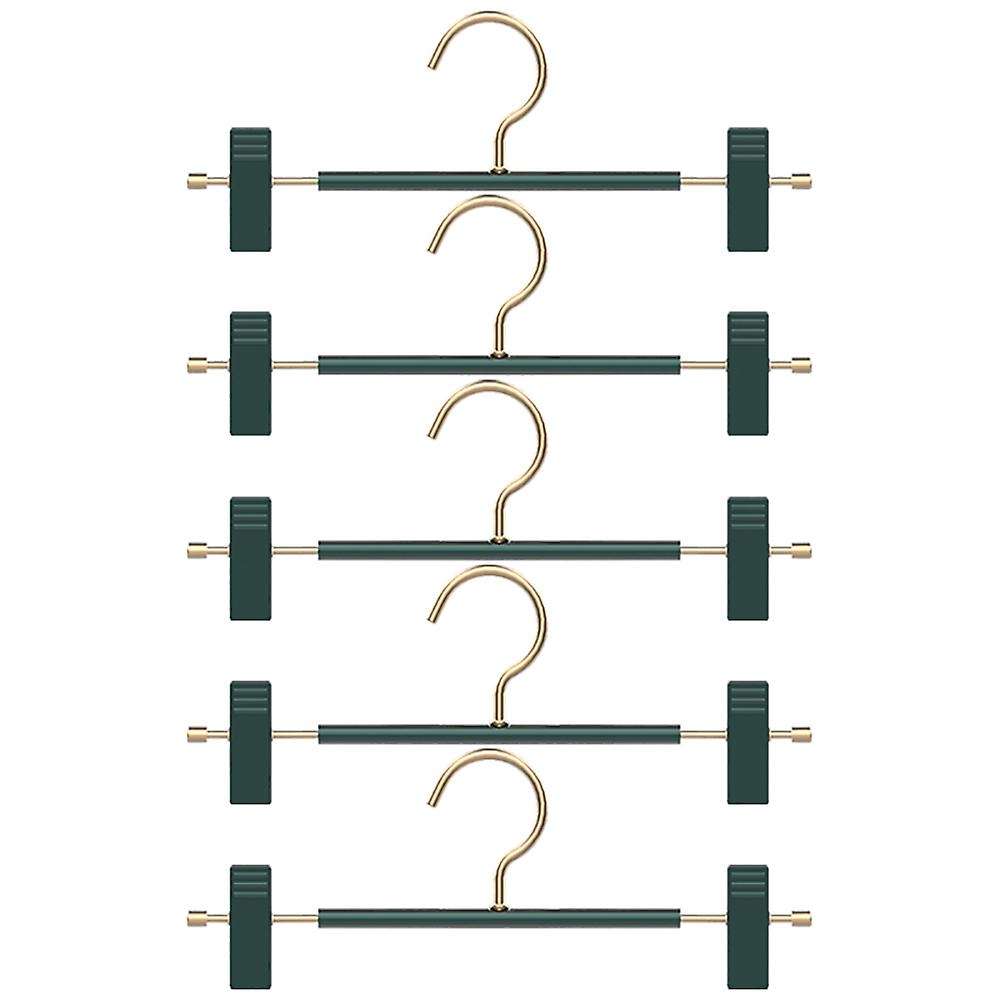 5pcs Dark Green Aluminum Alloy Trousers Hanger with Clips Rack Hook
