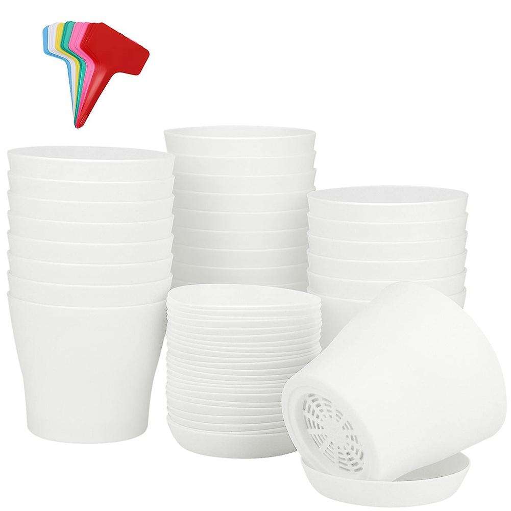 24pcs 4 Inch Plant Pot with Saucers Flower Pots White