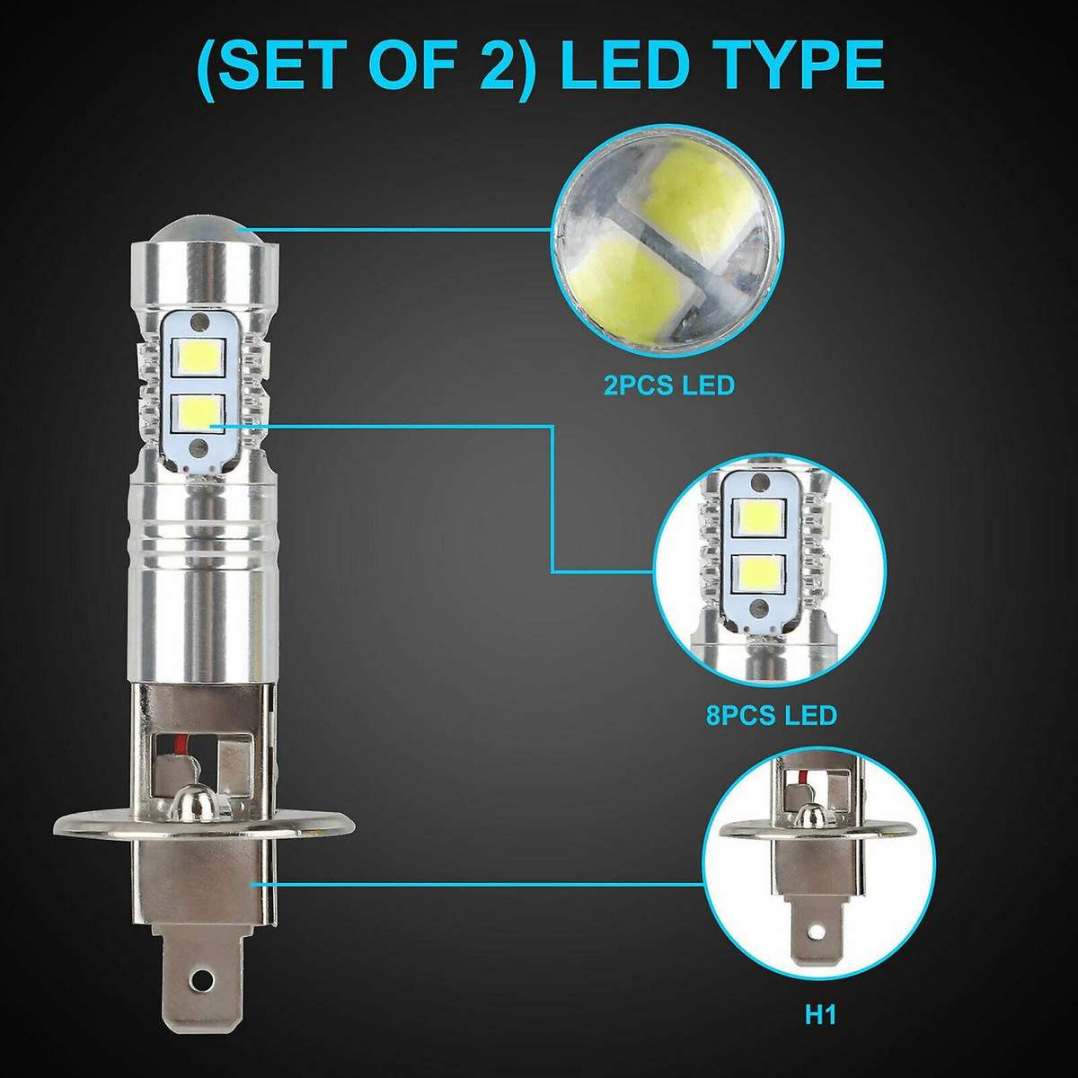 10pcs 100w H1 Led Bulbs Headlight 6000k Car Fog Lamp for Car