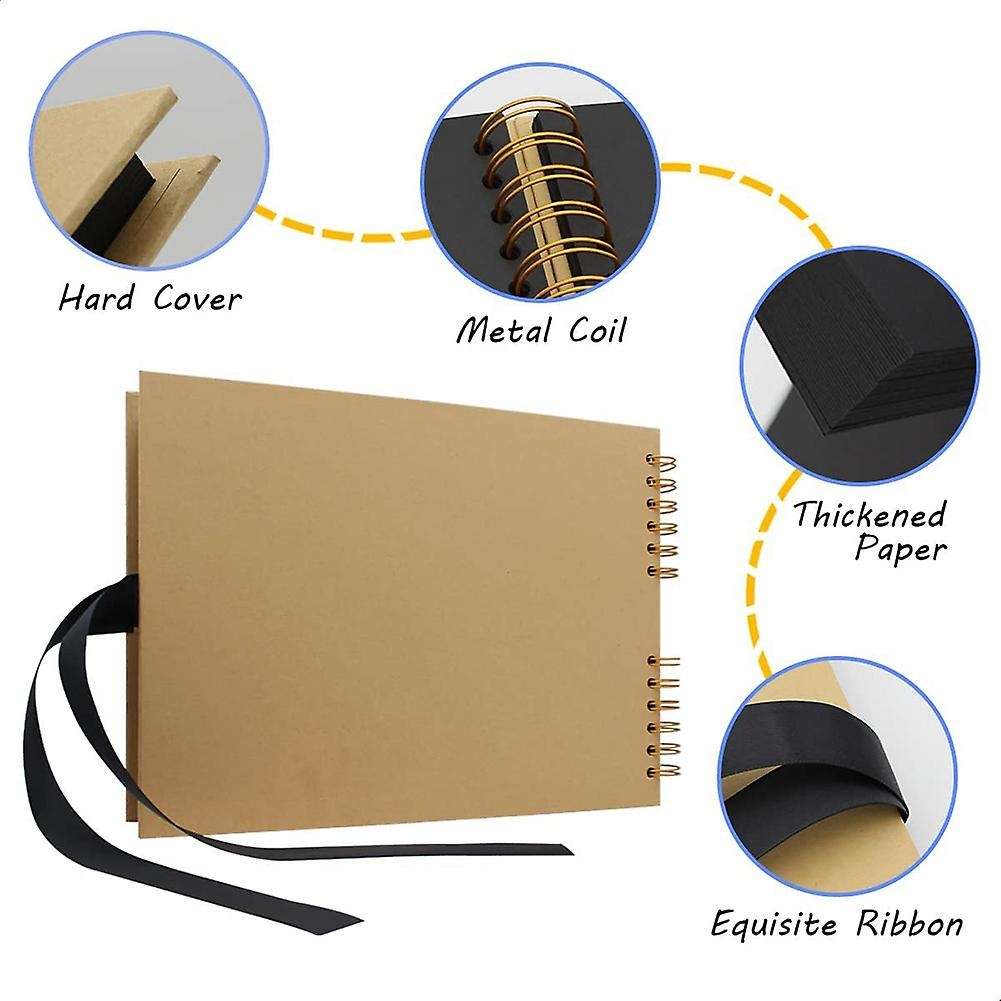 Photo Album Scrapbook,scrapbook Kit with 80 Pages Craft Paper(kraft)