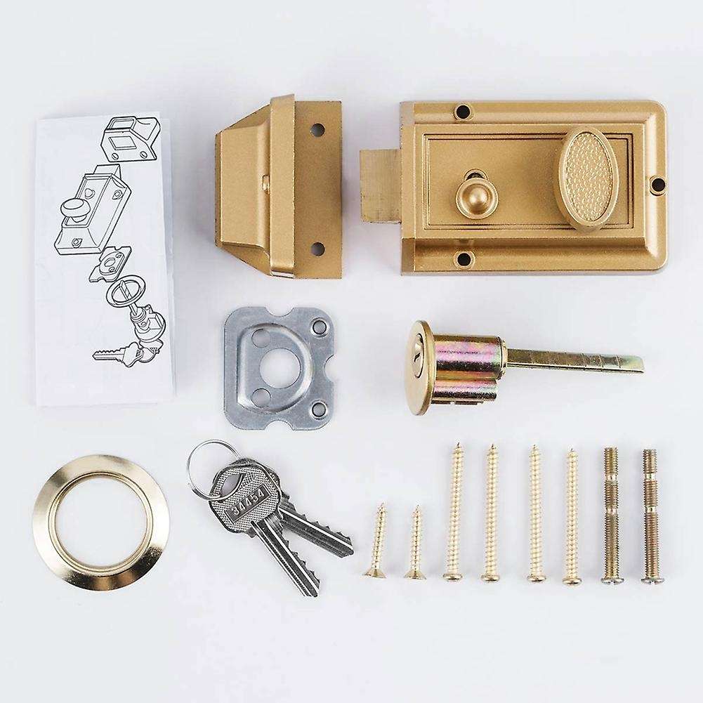 Zinc Cylinder Deadbolt Latch Lock for Night Gate Door Entrance,gold