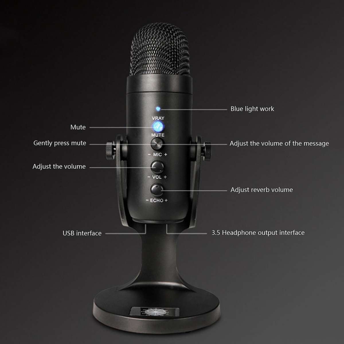 Usb Phone Microphone for Pc Laptop Gaming Streamingtik Tok Youtube
