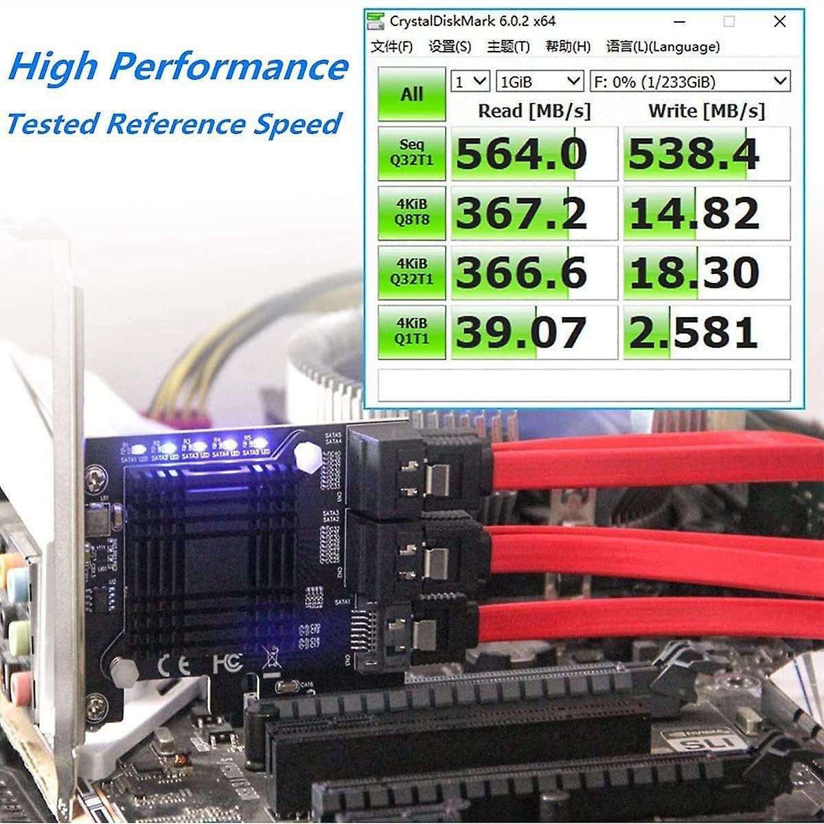 Pcie Sata Card 5 Port, Pci-e to Sata Expansion Card, for Windows