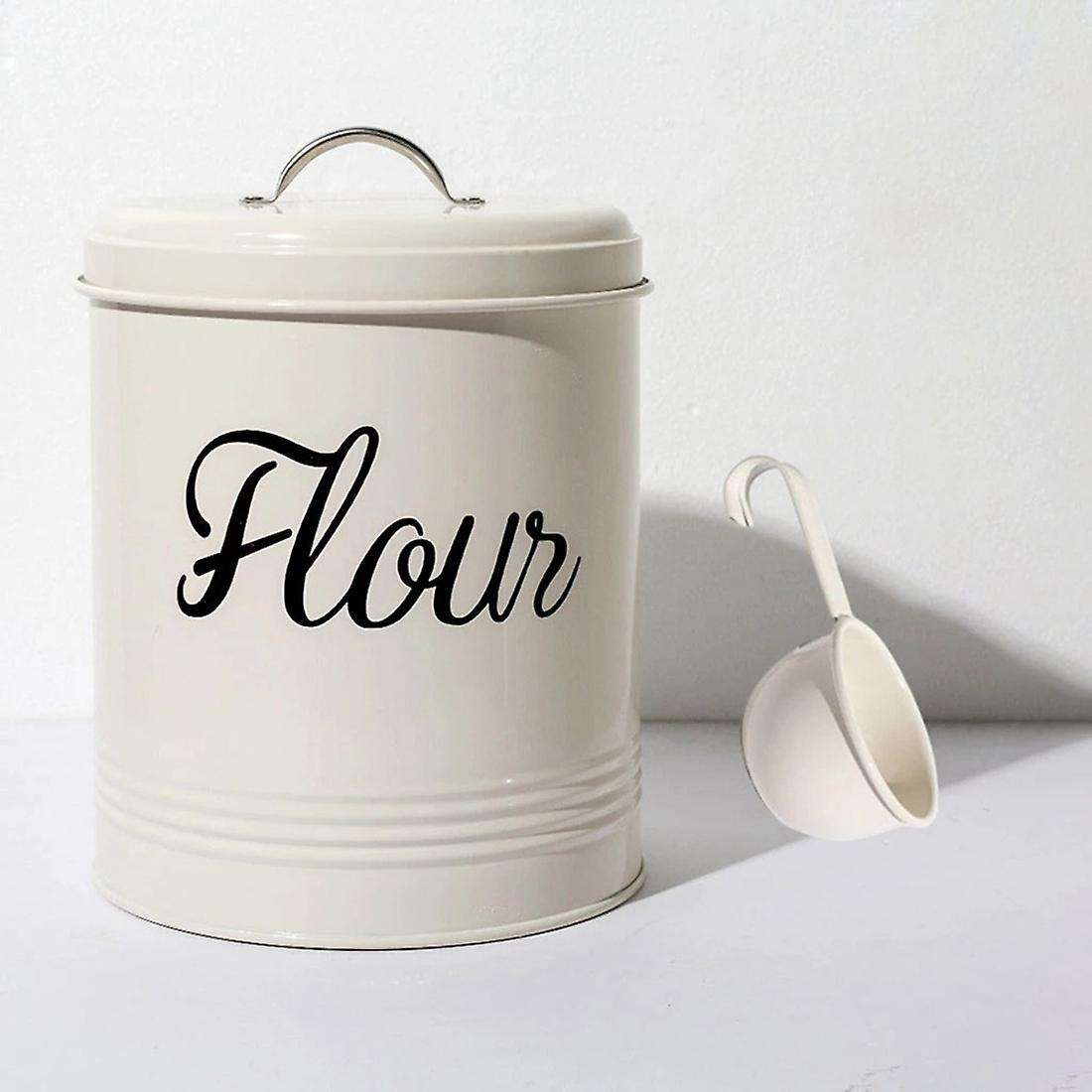 White Metal Food Flour Storage Tin Jar 5l Container 5l