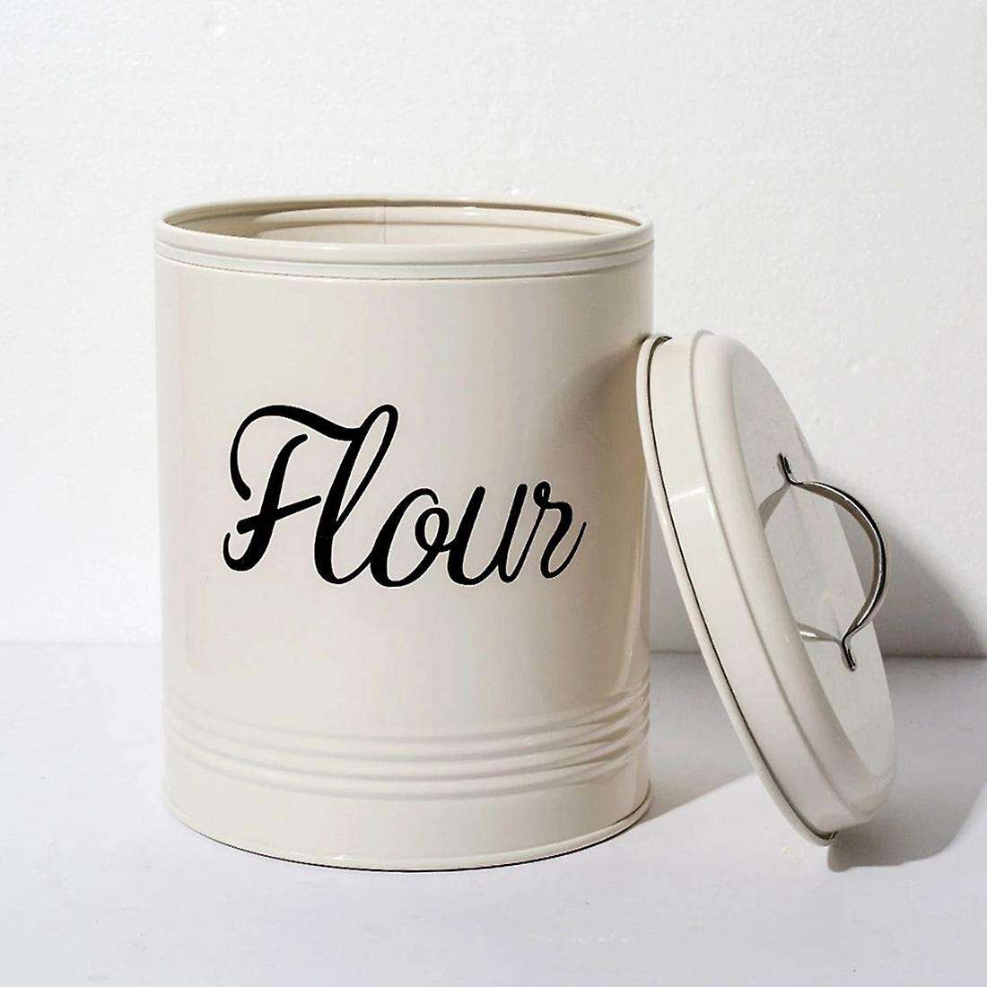 White Metal Food Flour Storage Tin Jar 5l Container 5l