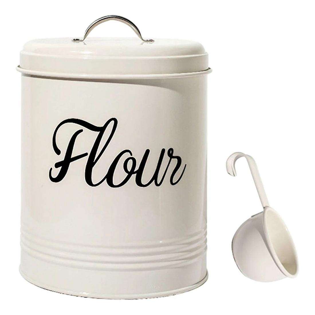 White Metal Food Flour Storage Tin Jar 5l Container 5l