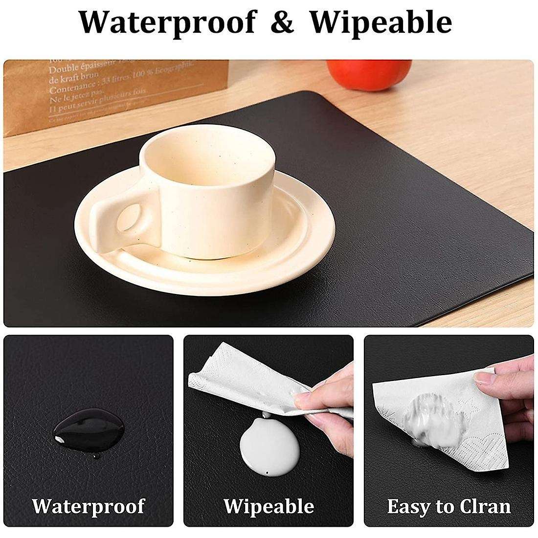 Pu Leather Christmas Placemats Black Sets Of 6 Table Mats 45x30cm
