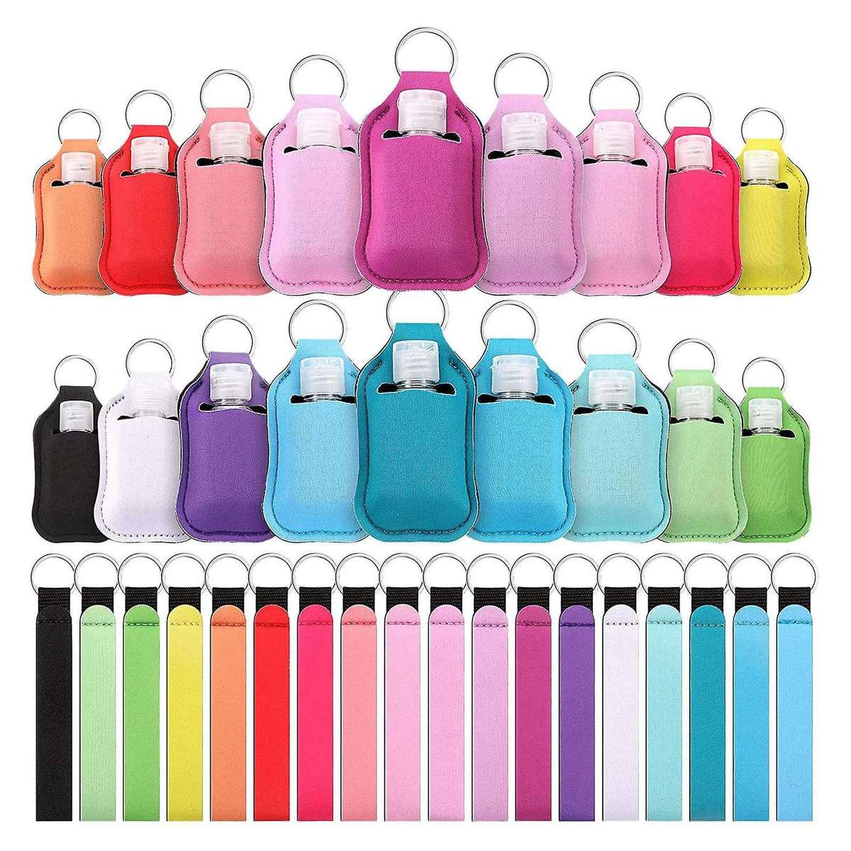 54 Pieces Set Travel Bottle Container, Wristlet Keychain Holder