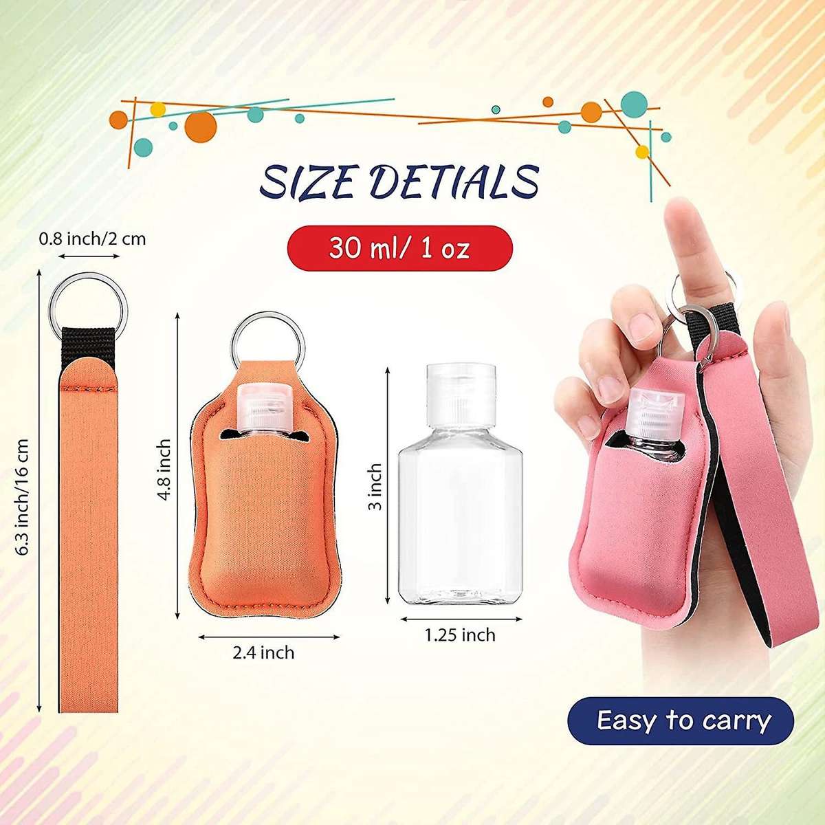 54 Pieces Set Travel Bottle Container, Wristlet Keychain Holder