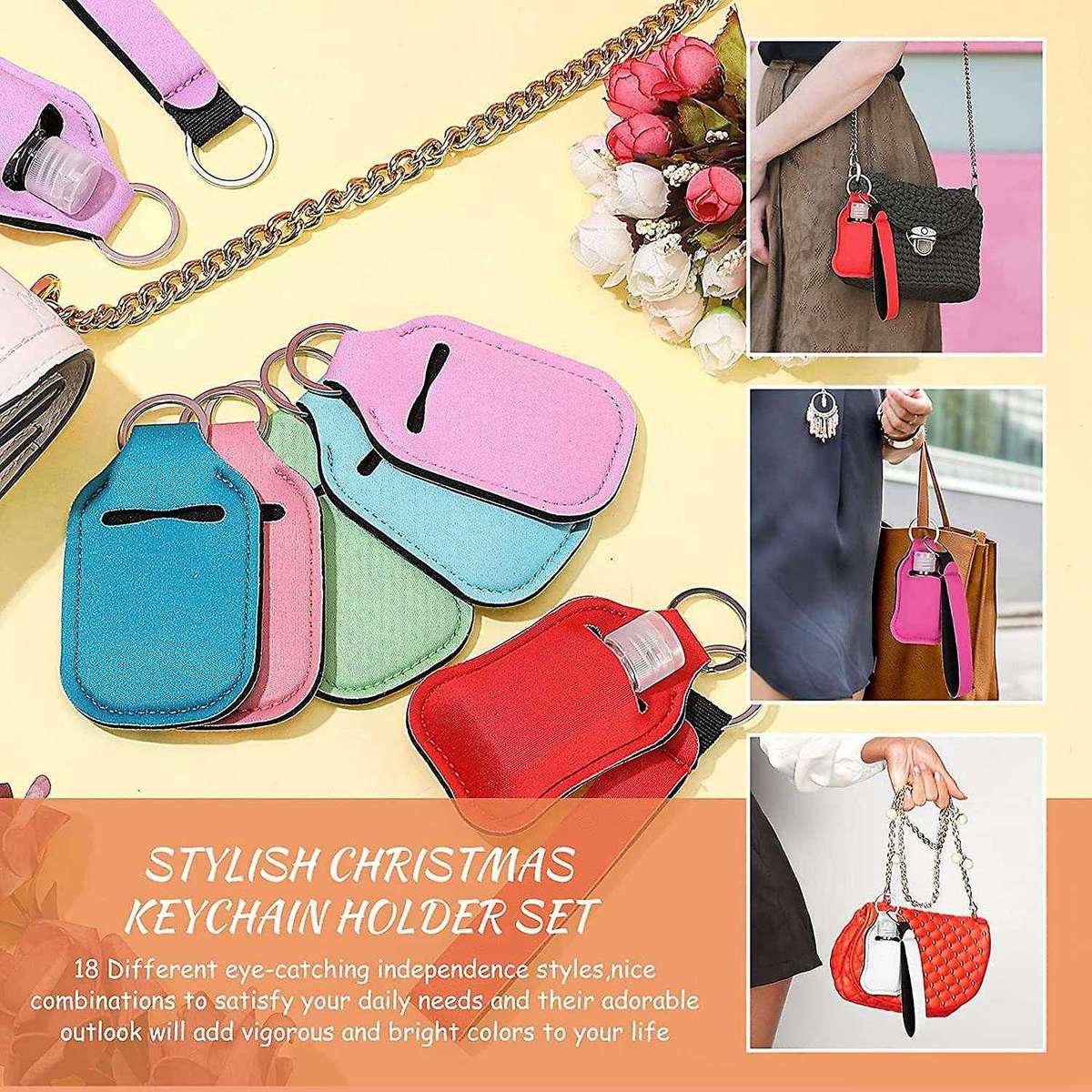 54 Pieces Set Travel Bottle Container, Wristlet Keychain Holder